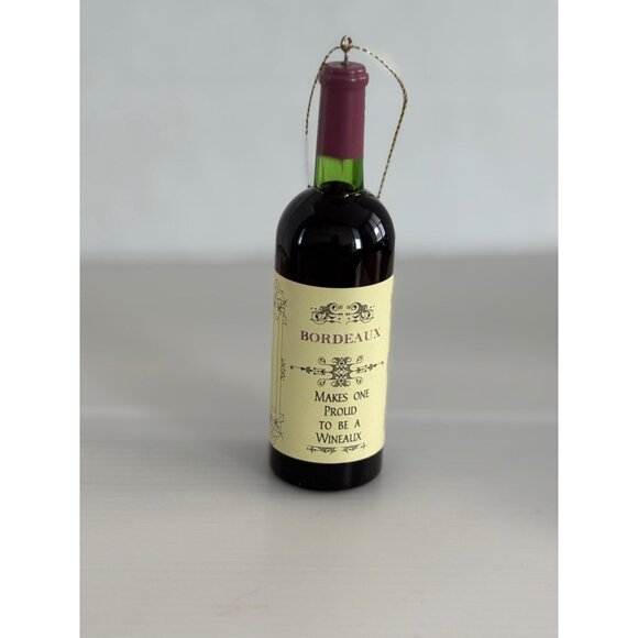 Bordeaux Wine Bottle Christmas Ornaments With Gold String - Set of 4 - Picture 4 of 6